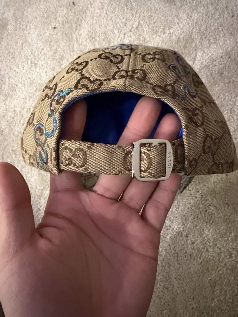 Gucci GG Monogram Snake Embroidered Baseball Cap
